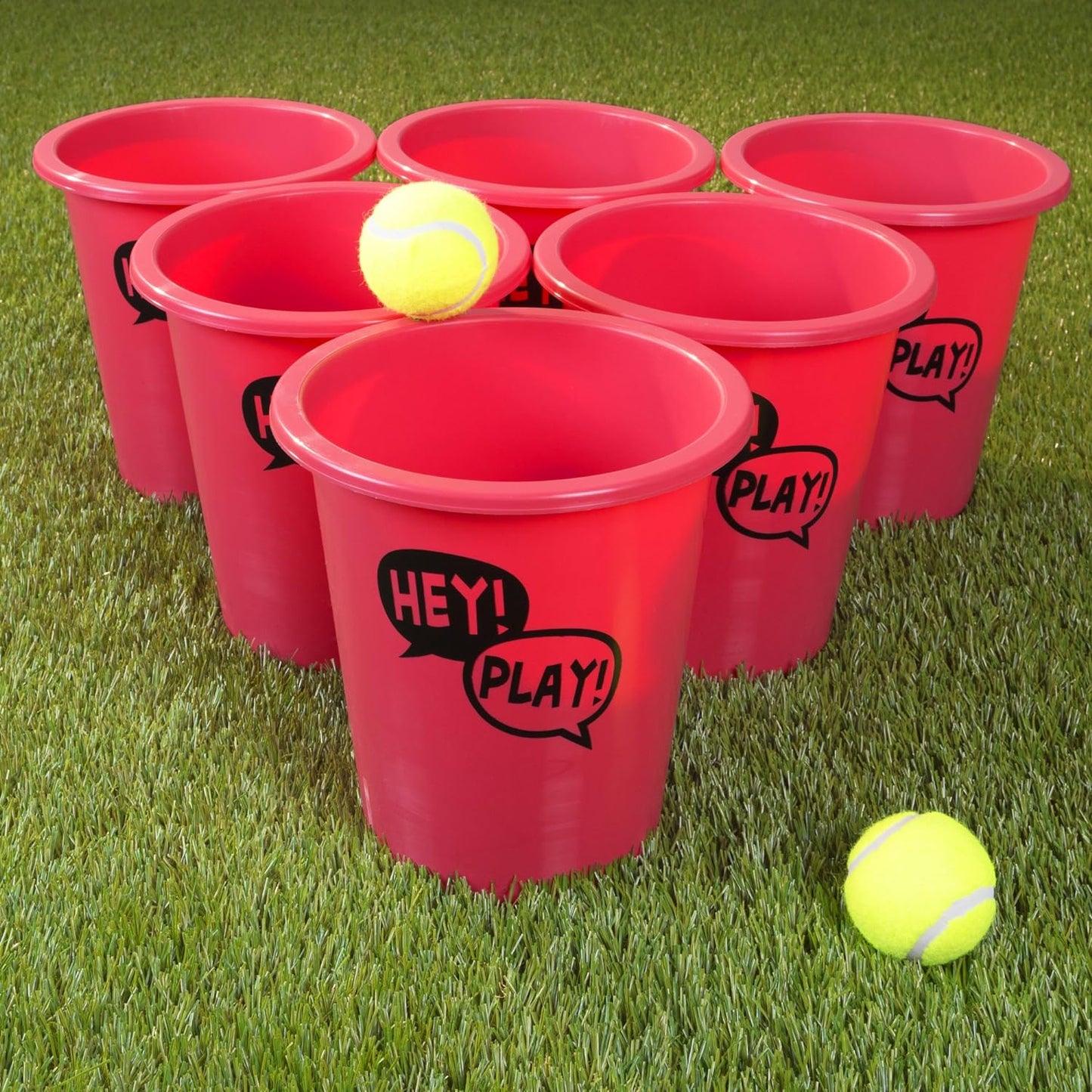 Trademark Games Giant Red and Blue Yard Pong Game for Whole Family with 12 Buckets, 2 Balls and Carrying Tote