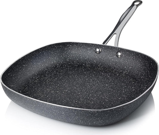 GRANITESTONE 12 in. Aluminum Ultra-Durable Non-Stick Diamond Infused Square Fry Pan