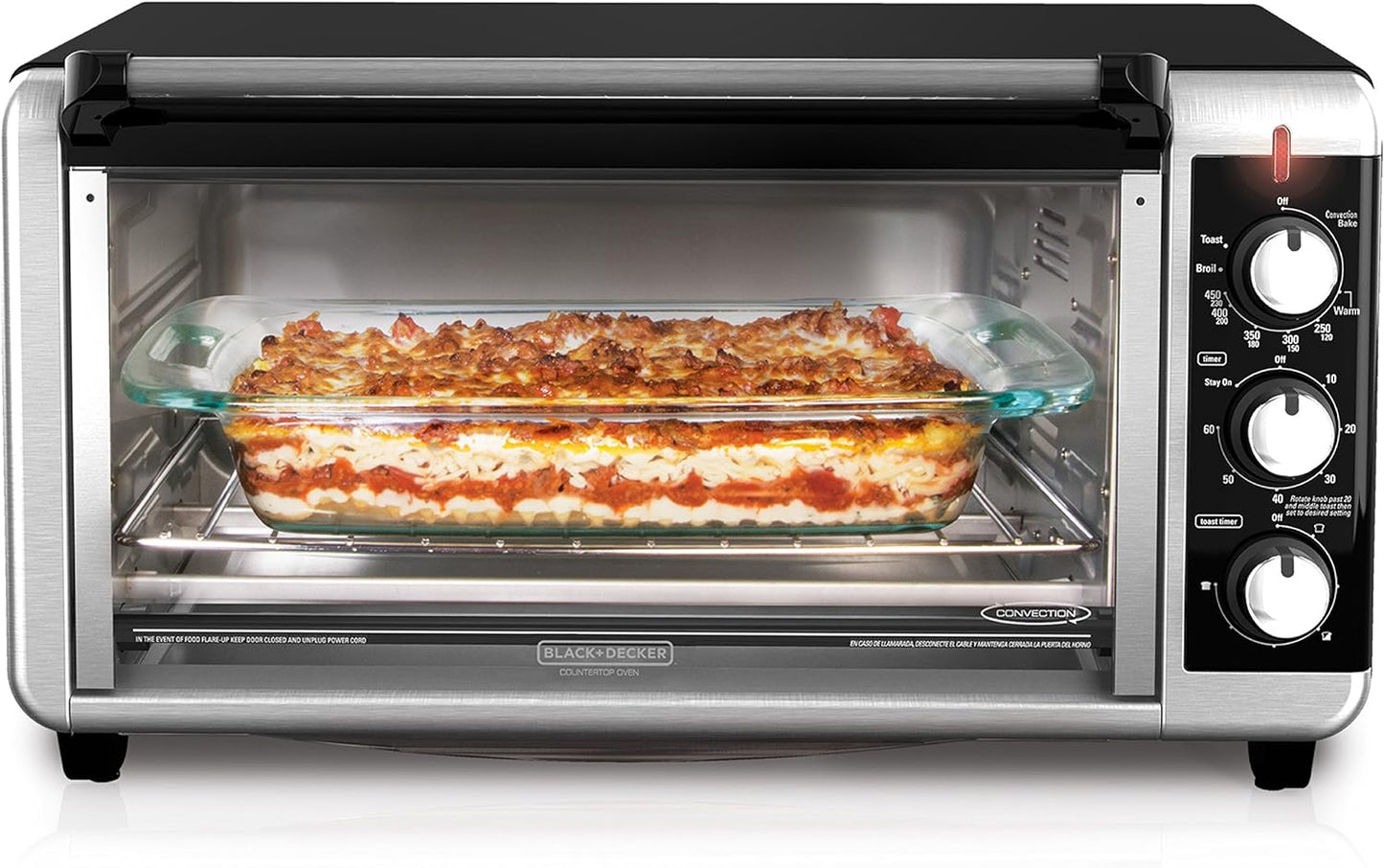 BLACK+DECKER 1500 W 8-Slice Stainless Steel Toaster Oven with Broiler