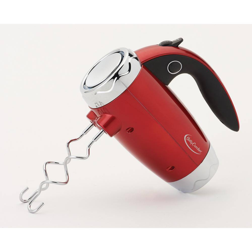 Betty Crocker 7-Speed Red Hand Mixer with Mini Stand