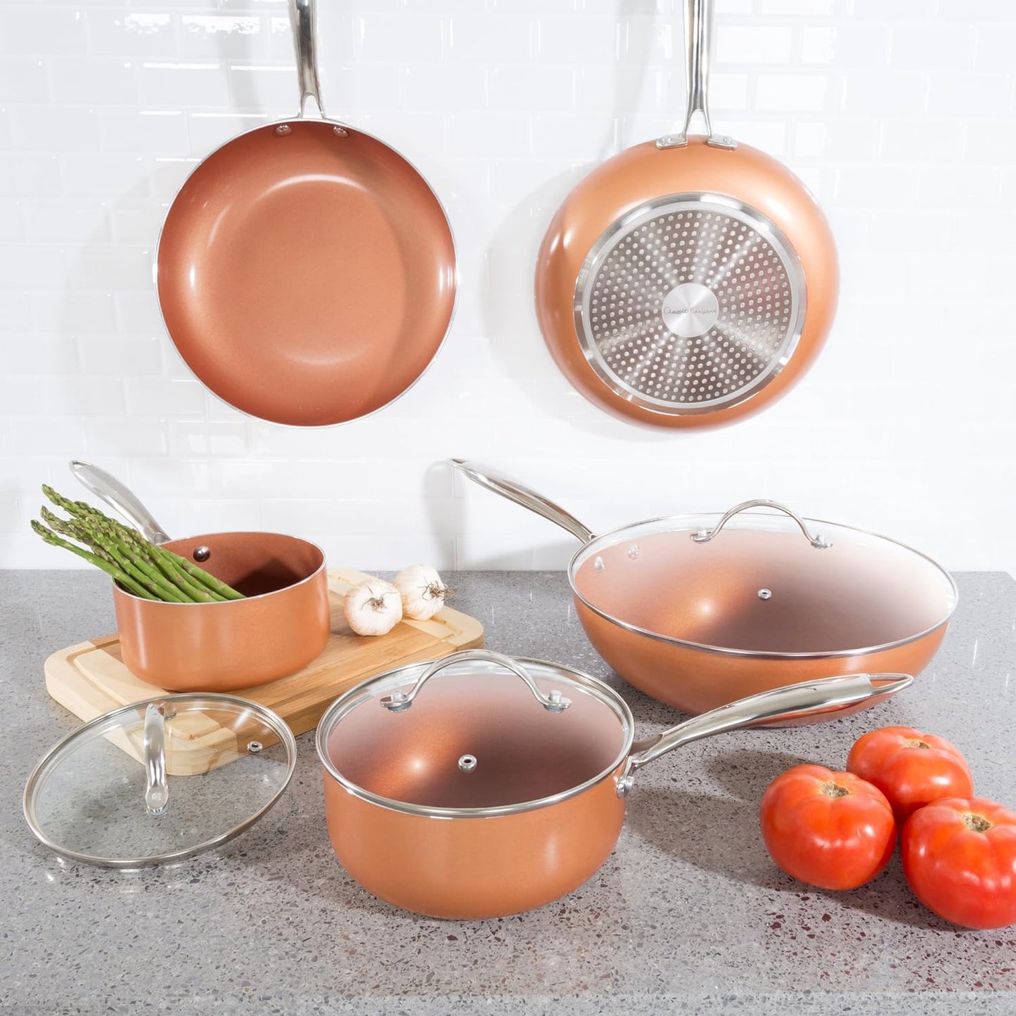 Classic Cuisine 8-Piece Copper Nonstick Ceramic Coated Alimi-Shield Cookware Set