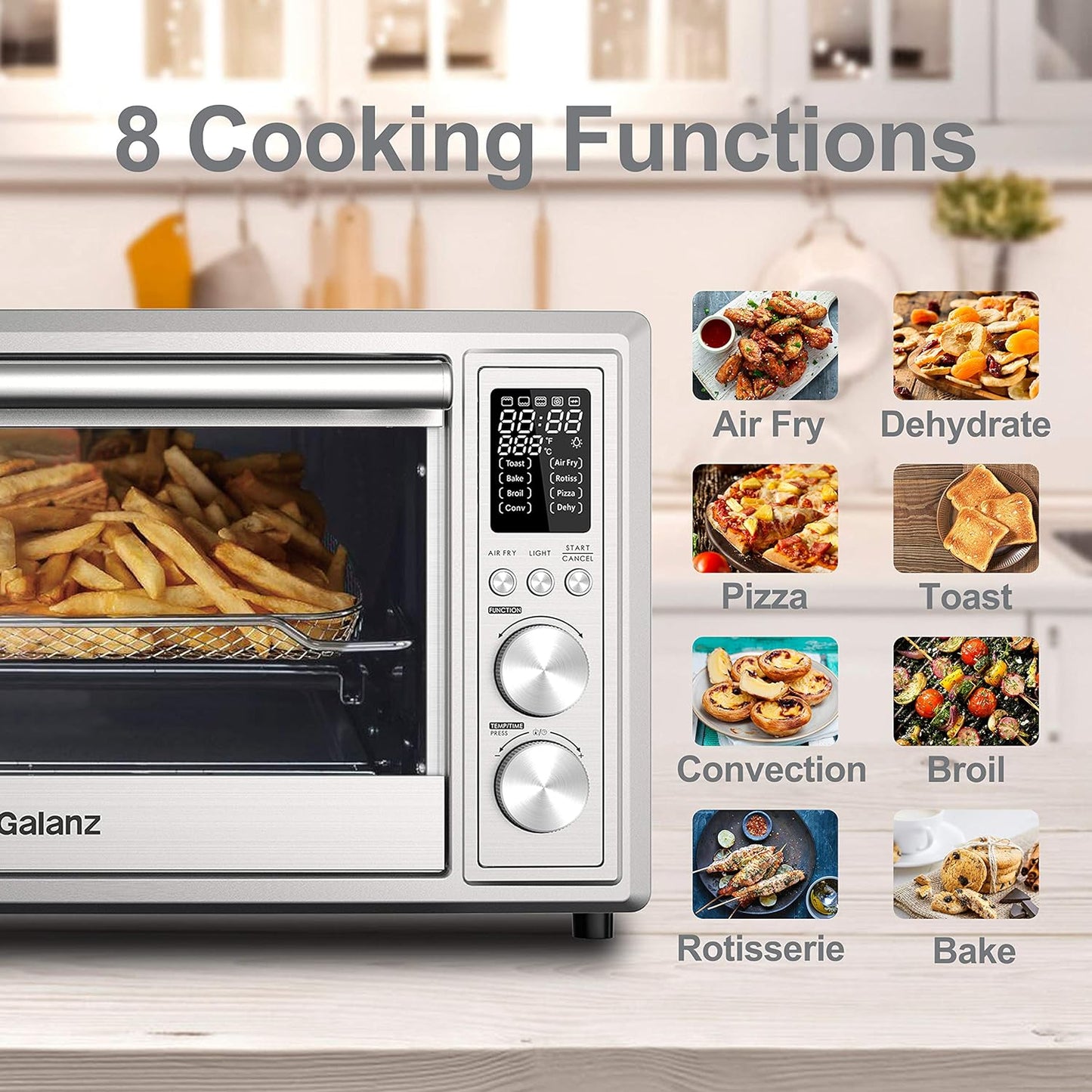 Galanz 1.1 cu. ft. Digital Toaster Oven and Air Fryer in Silver