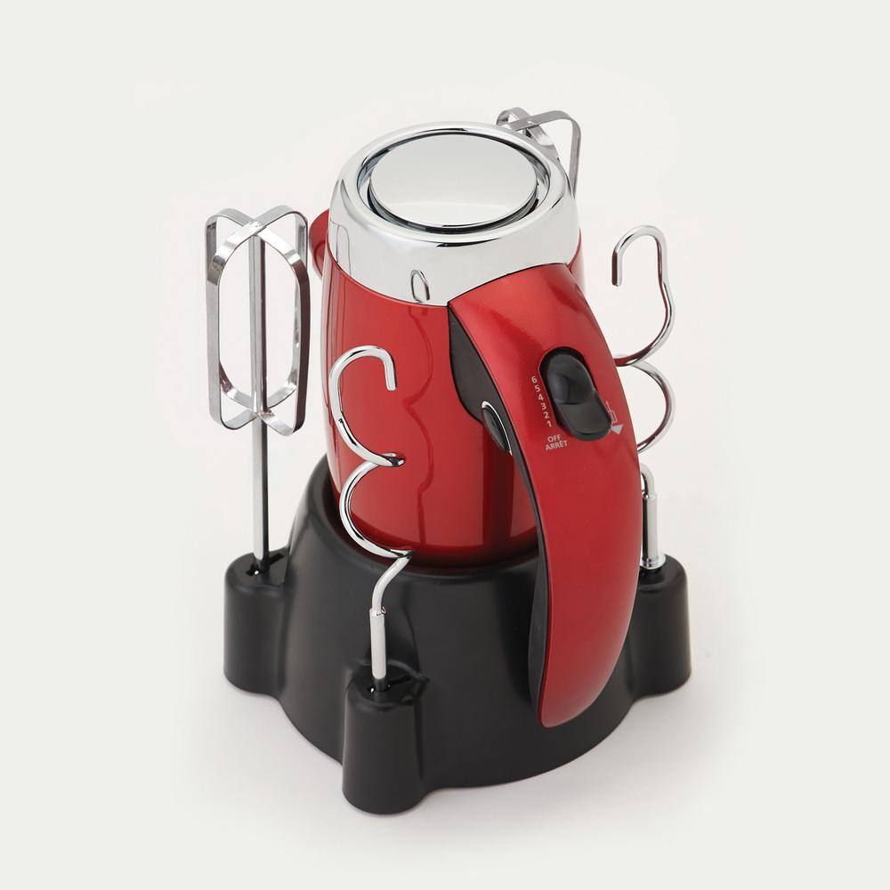 Betty Crocker 7-Speed Red Hand Mixer with Mini Stand