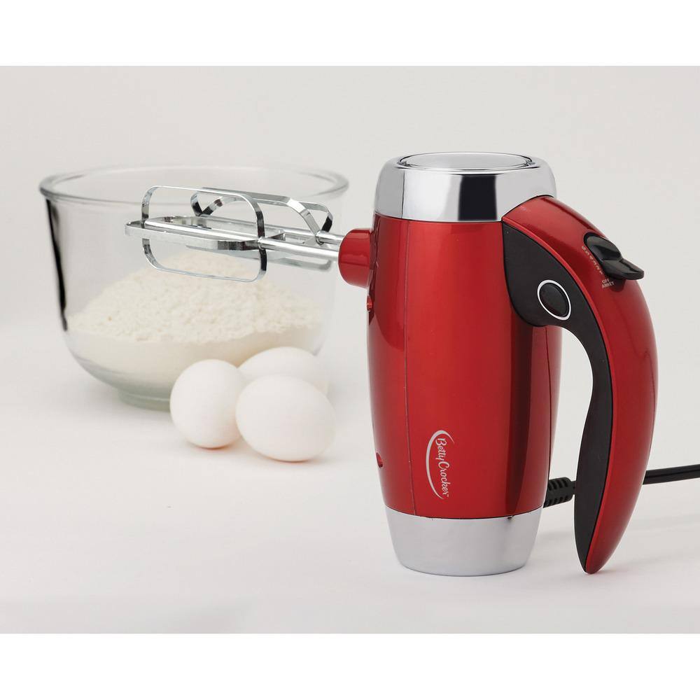 Betty Crocker 7-Speed Red Hand Mixer with Mini Stand