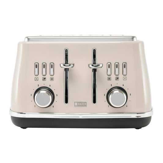 HADEN Cotswold 1500-Watt 4-Slice Wide Slot Putty Retro Toaster with Removable Crumb Tray and Adjustable Settings