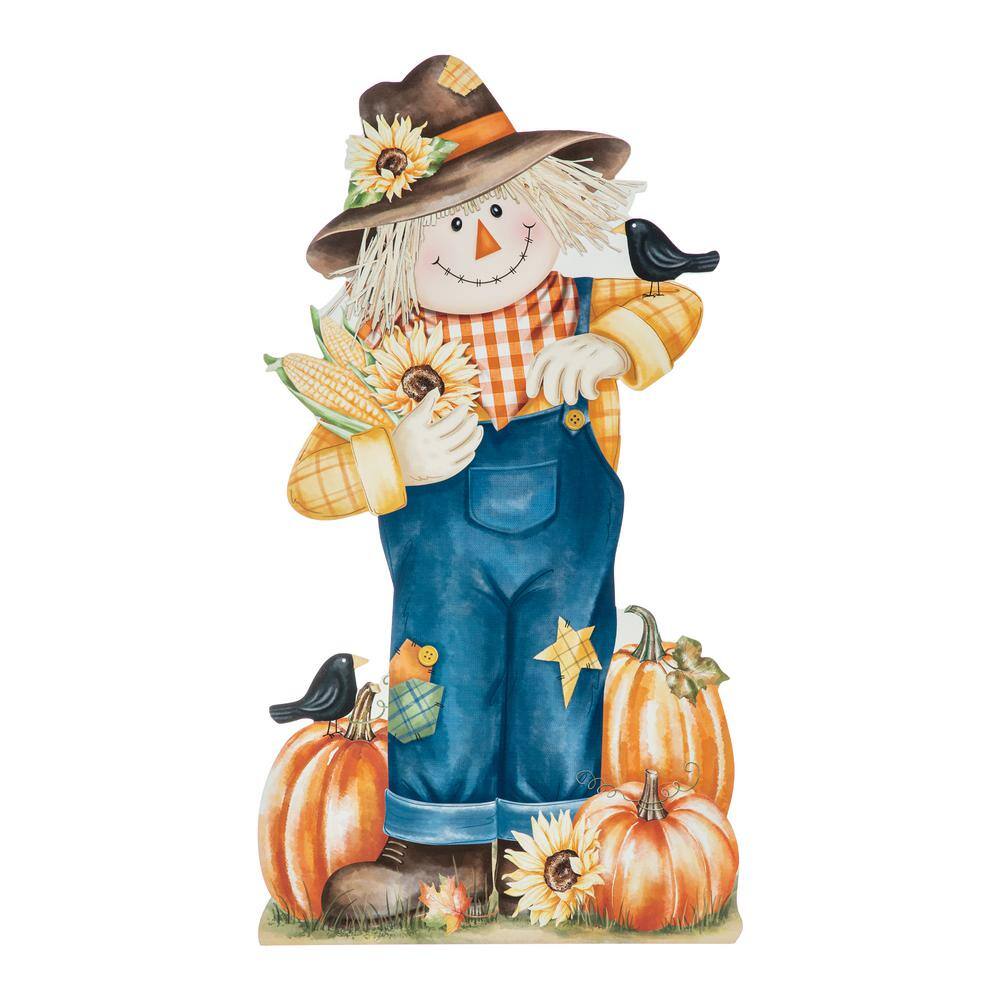 Glitzhome 30 in. H Fall Wooden Painted Scarecrow Porch Decor