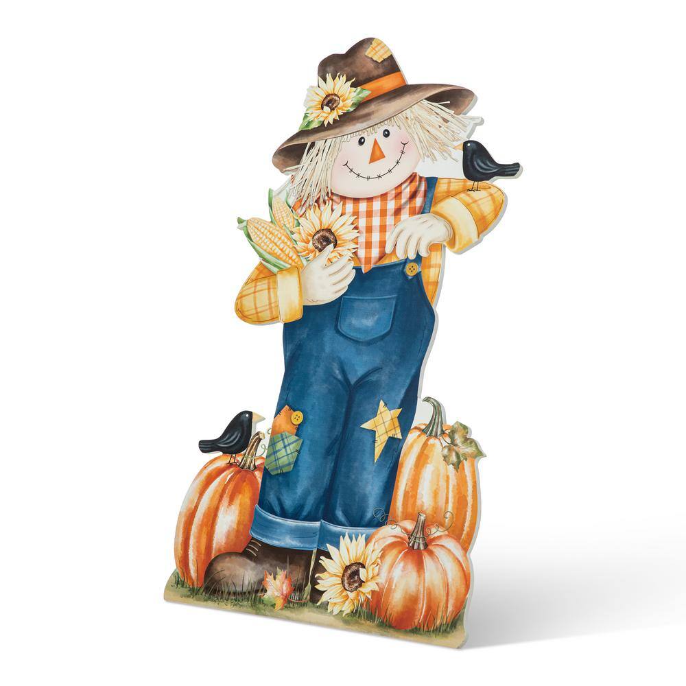 Glitzhome 30 in. H Fall Wooden Painted Scarecrow Porch Decor