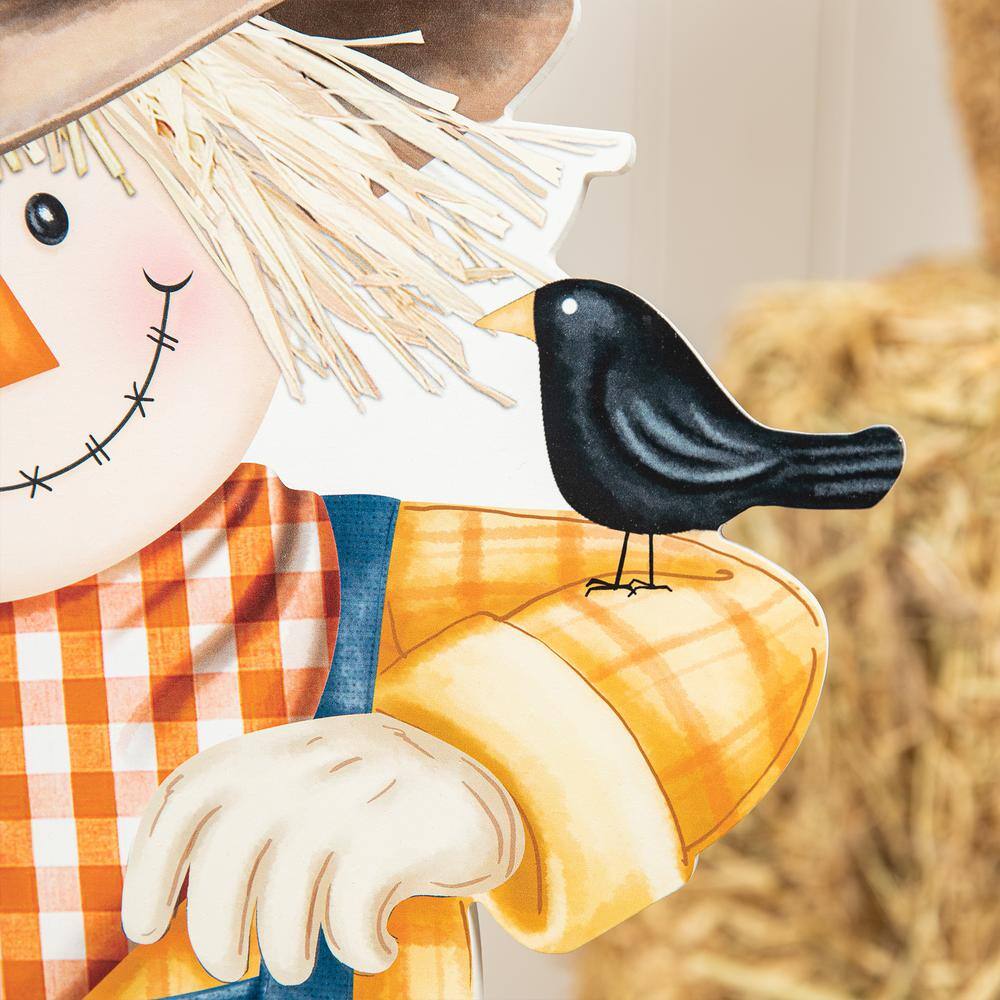 Glitzhome 30 in. H Fall Wooden Painted Scarecrow Porch Decor