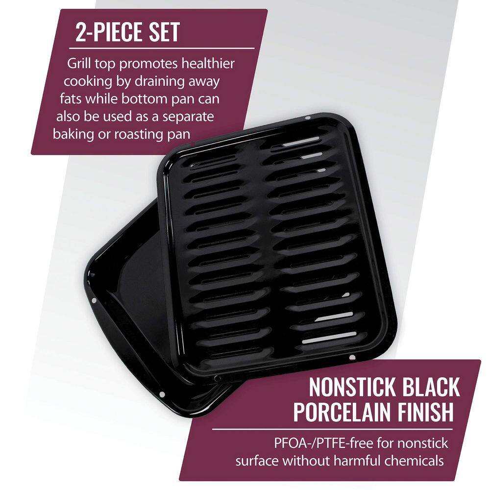 CERTIFIED APPLIANCE ACCESSORIES 2-Piece Porcelain Heavy-Duty Broiler Pan and Grill Set