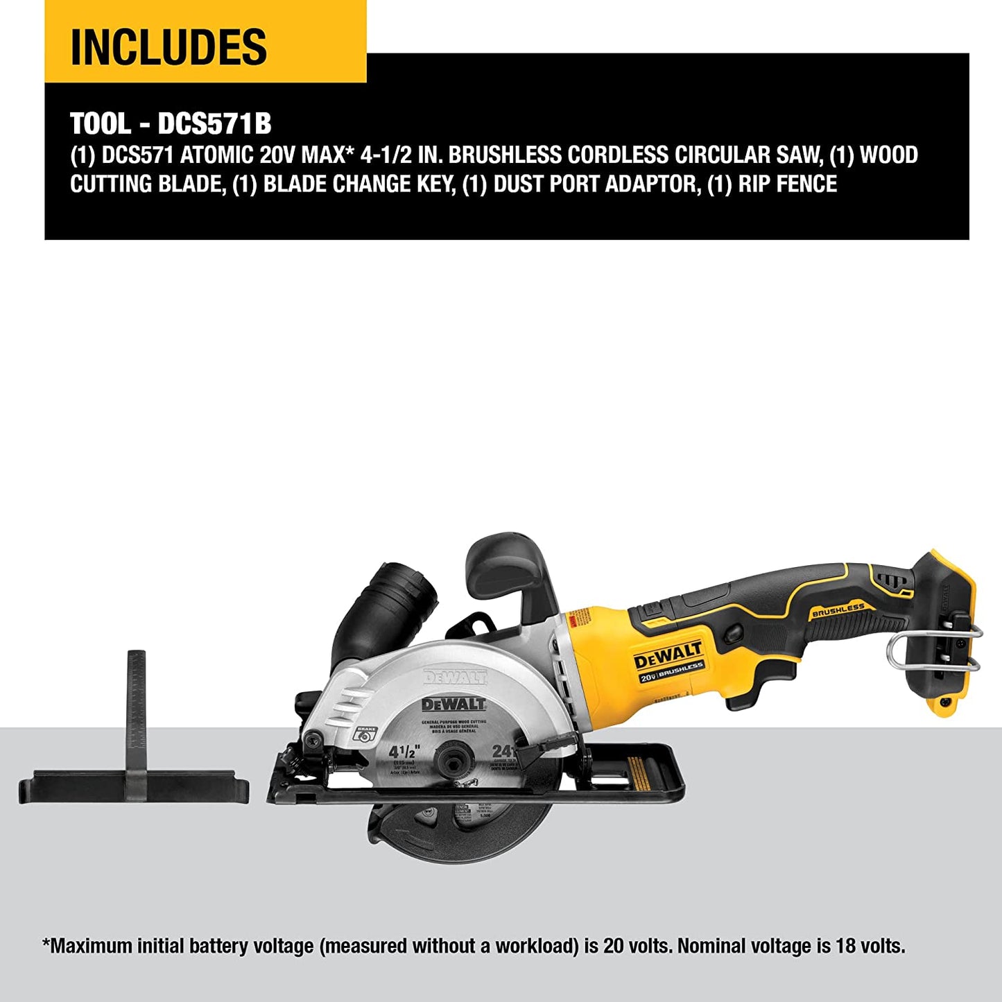 DEWALT  ATOMIC 20V MAX Cordless Brushless 4-1/2 in. Circular Saw (Tool Only)