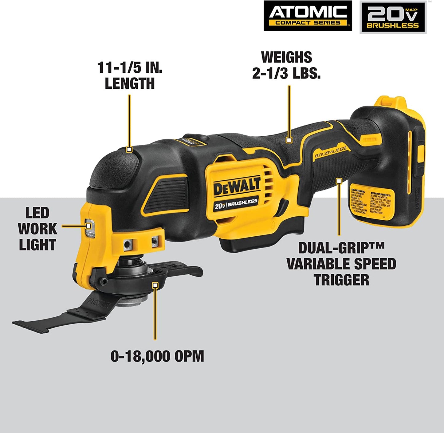 DEWALT  ATOMIC 20V MAX Cordless Brushless Oscillating Multi Tool (Tool Only)