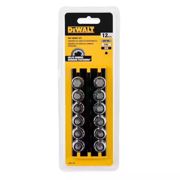 DEWALT  3/8 in. Drive SAE and Metric Hex Socket Set (12-Piece)