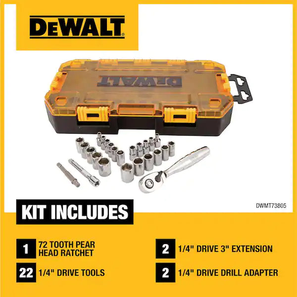 DEWALT  1/4 in. Drive SAE and Metric Ratchet and Socket Set (25-Piece)