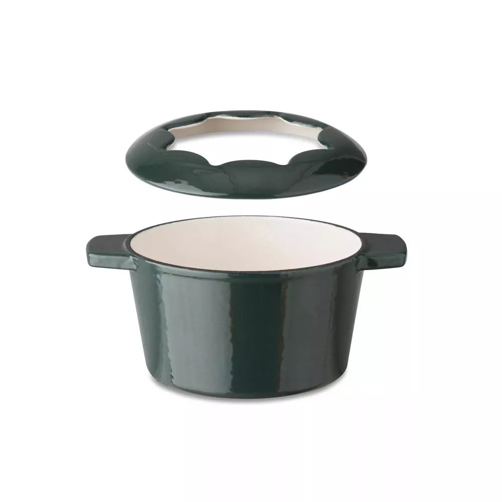 OUR TABLE 13-Piece Enameled Cast Iron Fondue Pot Set in Sycamore