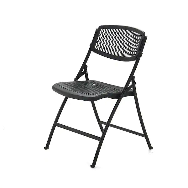 HDX Plastic Seat Folding Chair in Black (Set of 4)