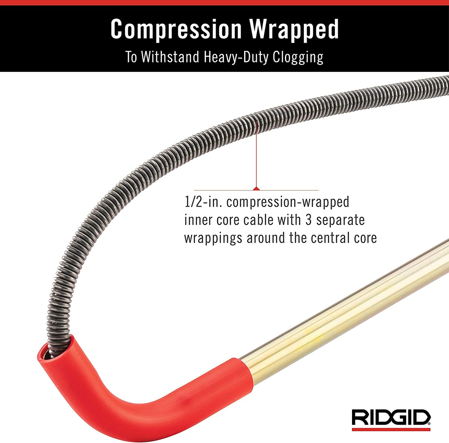 RIDGID  K-3 Ultra Flexible Toilet Auger with Unclogging 3 ft. Snake and Integrated Bulb Head, Plumbing Toilet Snake for Drain