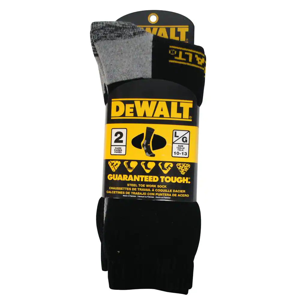 DEWALT  Men 10-13 Black Steel Toe Work Sock (2-Pack)