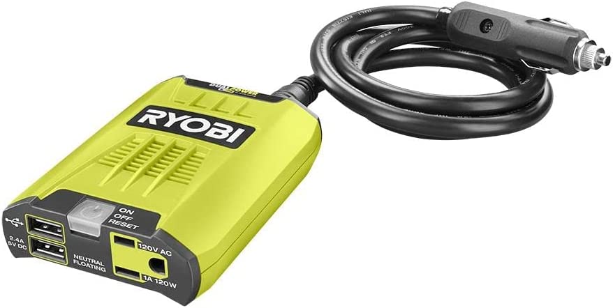 RYOBI ONE+ 18V 120-Watt 12V Automotive Power Inverter with Dual USB Ports