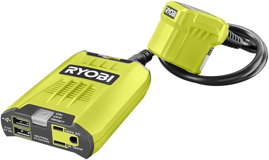 RYOBI ONE+ 18V 120-Watt 12V Automotive Power Inverter with Dual USB Ports