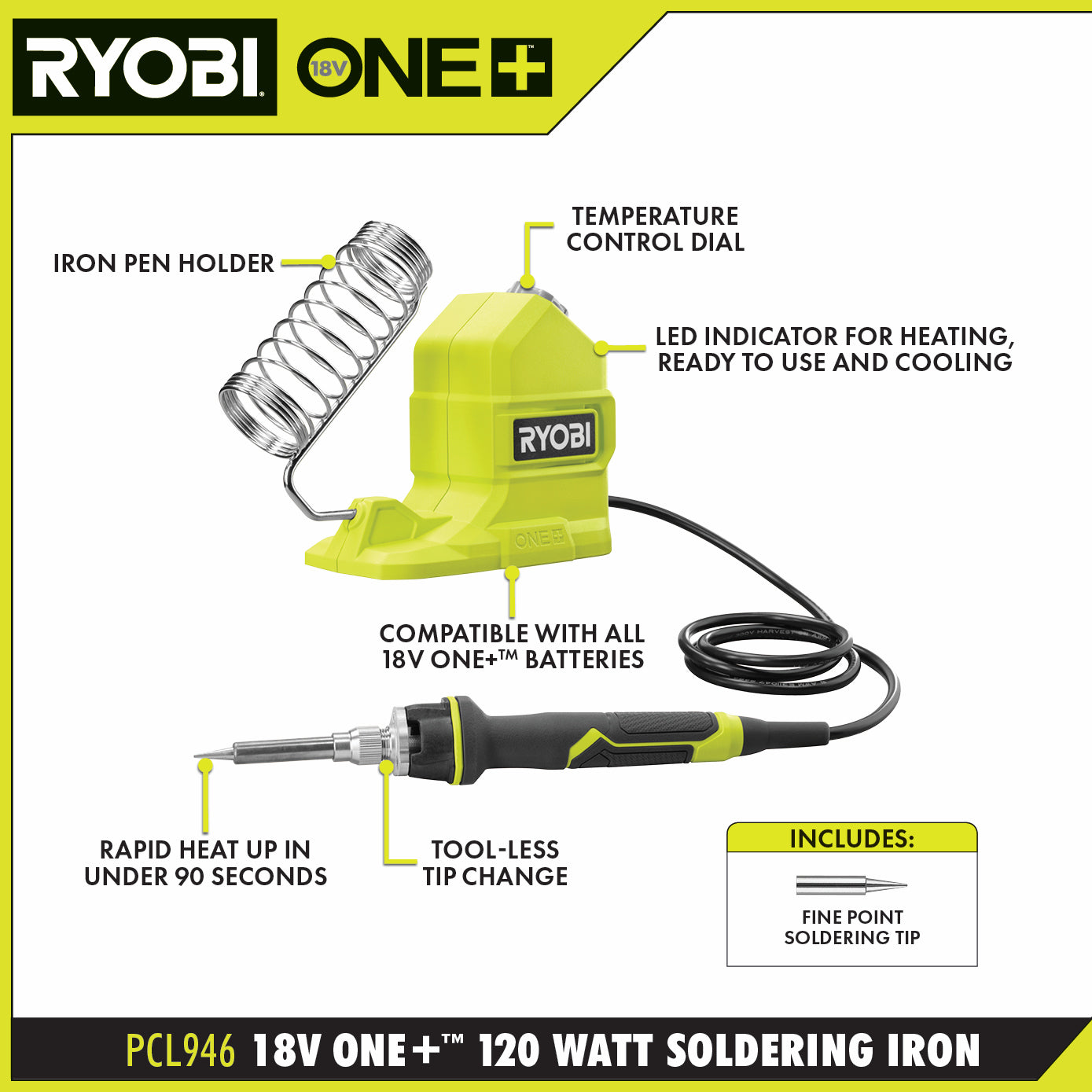 RYOBI ONE+ 18V 120-Watt Cordless Soldering Iron Topper (Tool Only)