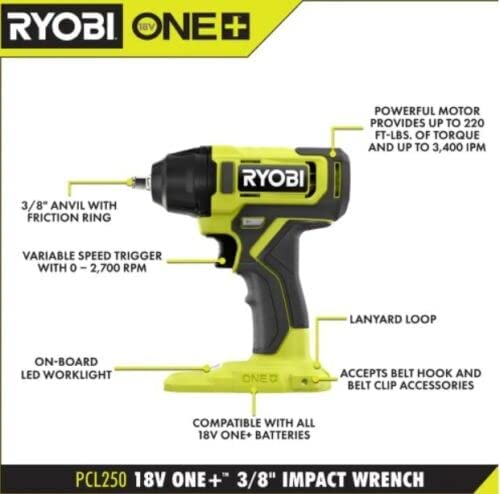 RYOBI ONE+ 18V Cordless 3/8 in. Impact Wrench (Tool Only)