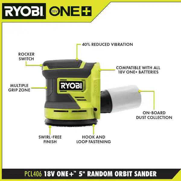 RYOBI ONE+ 18V Cordless 5 in. Random Orbit Sander (Tool Only)