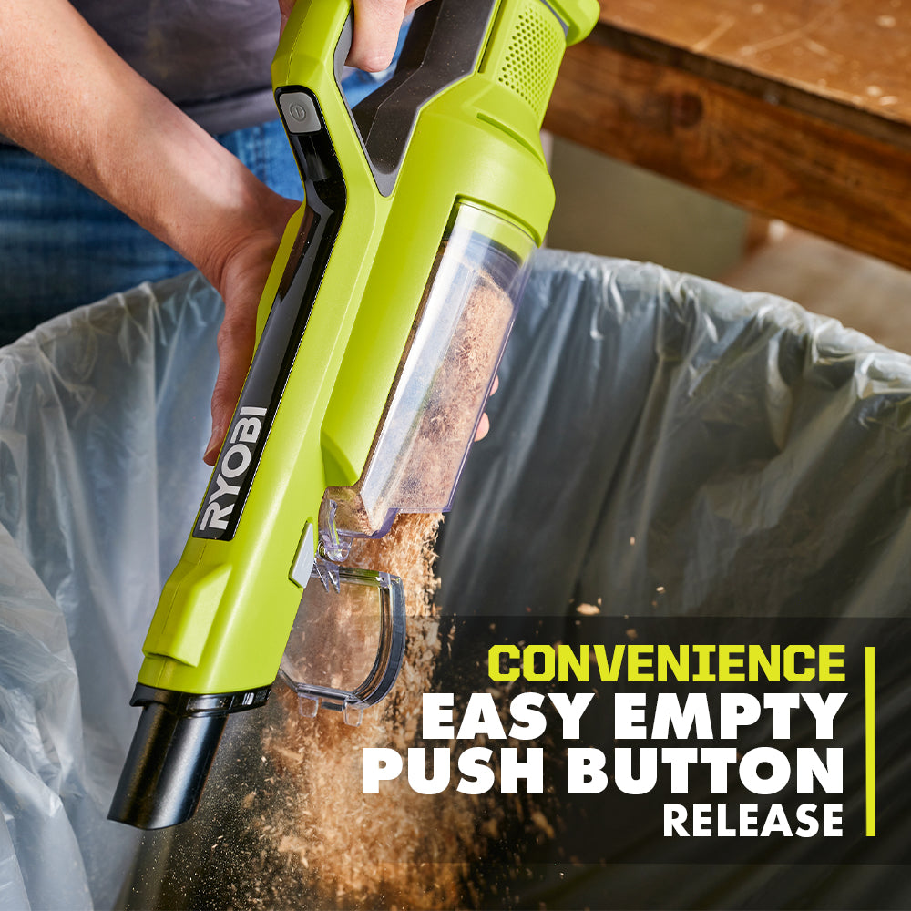 RYOBI ONE+ 18V Cordless Hand Vacuum with Powered Brush Kit with 2.0 Ah Battery and Charger