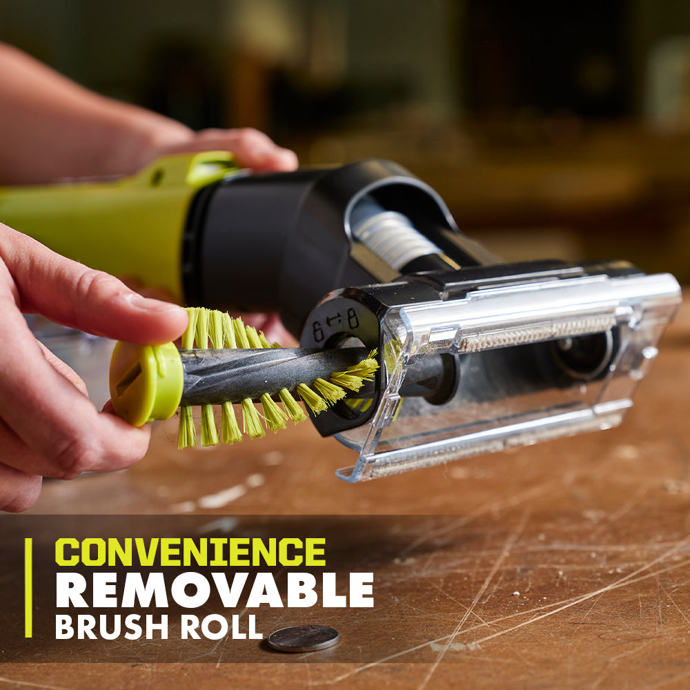 RYOBI ONE+ 18V Cordless Hand Vacuum with Powered Brush Kit with 2.0 Ah Battery and Charger