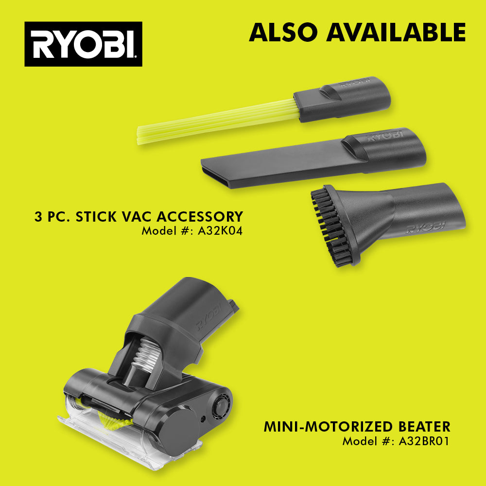 RYOBI ONE+ 18V Cordless Hand Vacuum with Powered Brush Kit with 2.0 Ah Battery and Charger