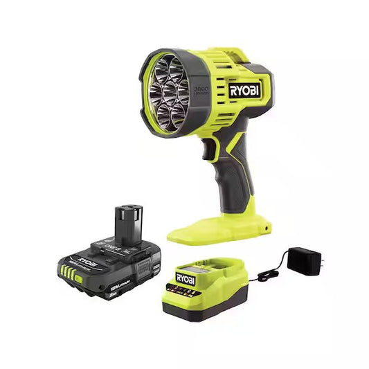 RYOBI ONE+ 18V Cordless LED Spotlight Kit with 2.0 Ah Battery and Charger