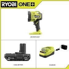 RYOBI ONE+ 18V Cordless LED Spotlight Kit with 2.0 Ah Battery and Charger