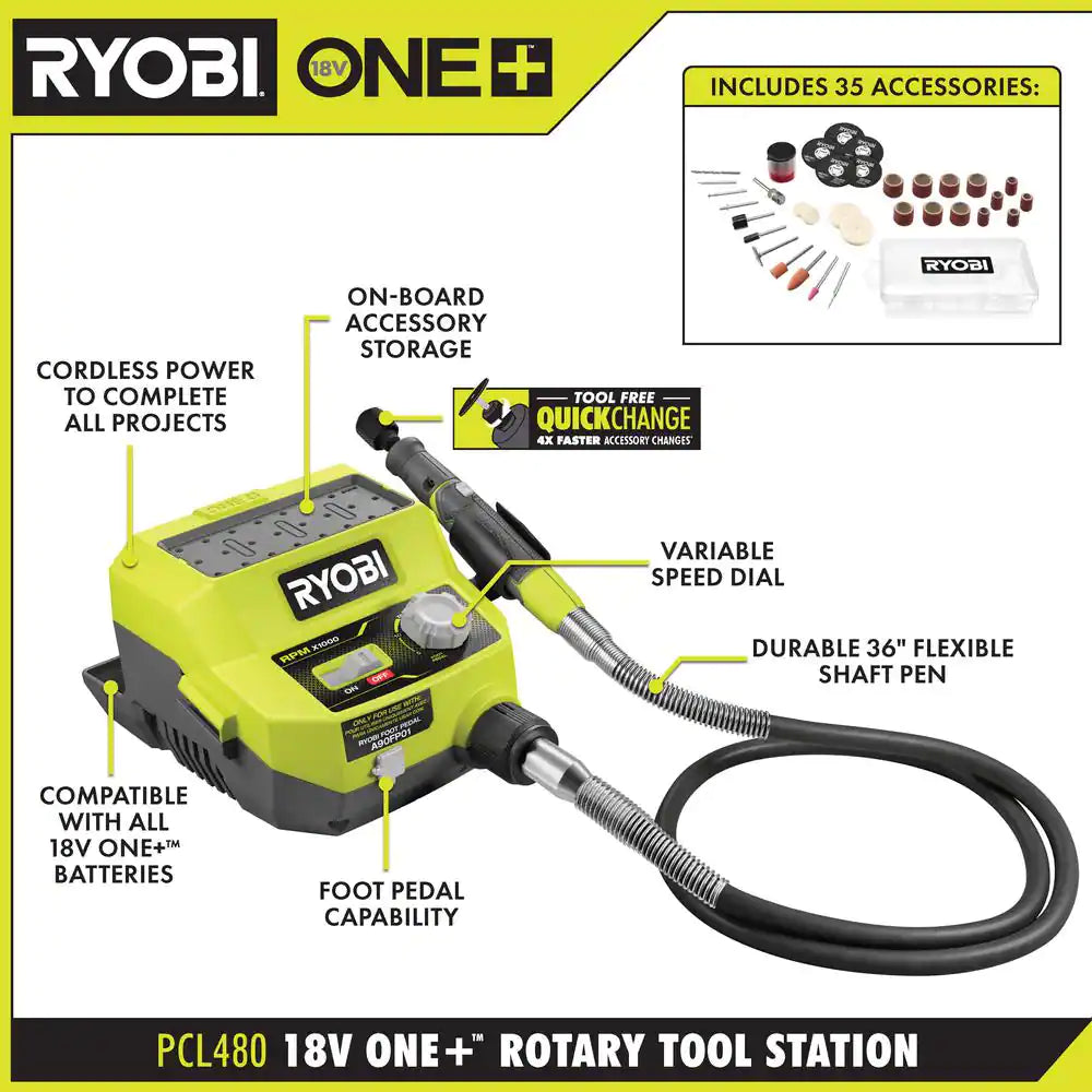 RYOBI ONE+ 18V Cordless Rotary Tool Station (Tool Only)