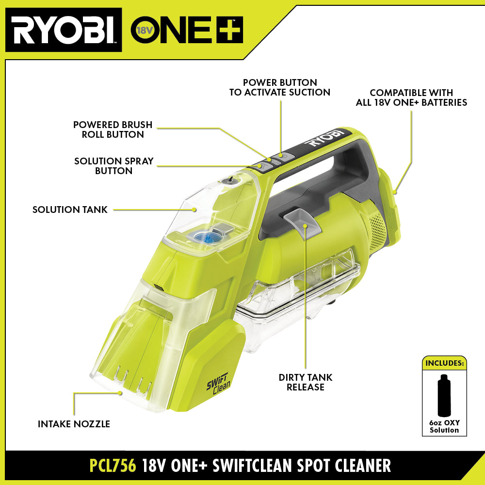 RYOBI ONE+ 18V Cordless SWIFTClean Spot Cleaner (Tool Only)