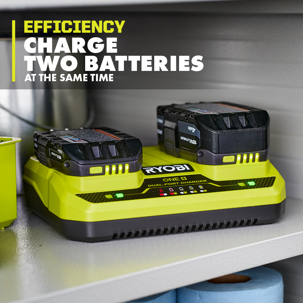 RYOBI ONE+ 18V Dual-Port Simultaneous Charger