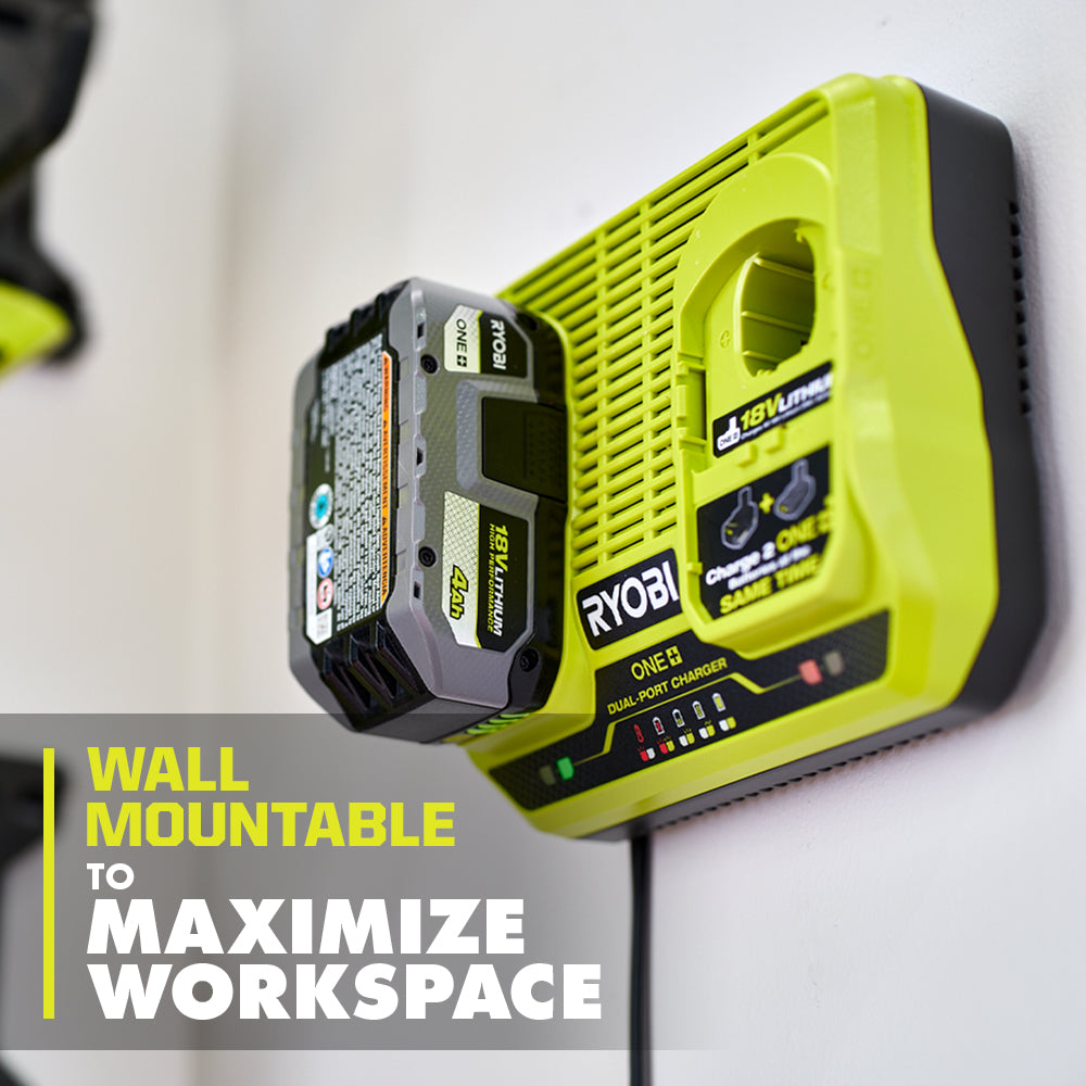 RYOBI ONE+ 18V Dual-Port Simultaneous Charger