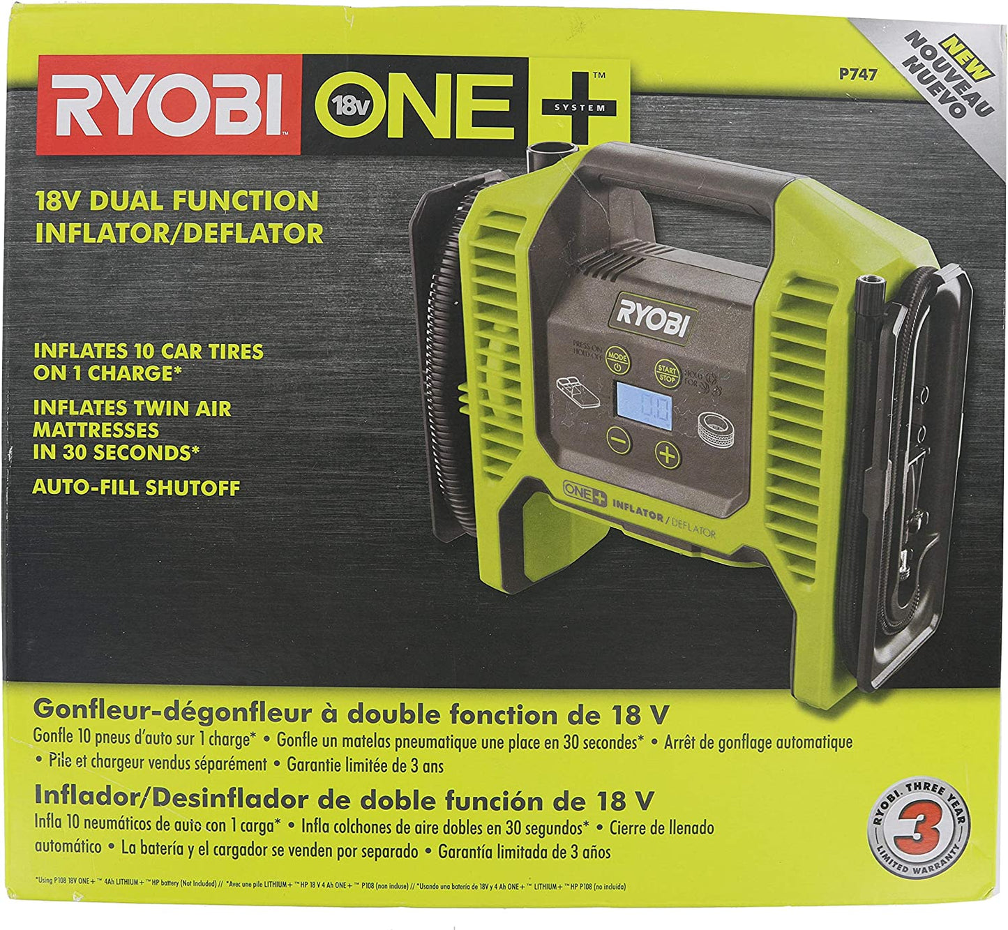 RYOBI ONE+ 18V Dual Function Inflator/Deflator (Tool Only)