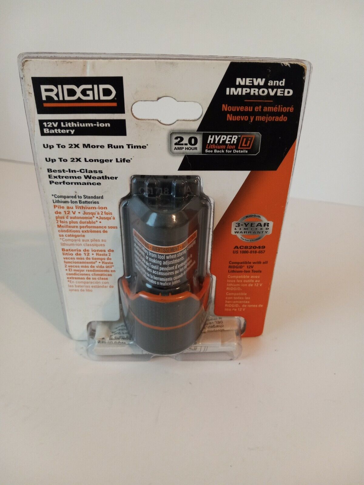 RIDGID 12-Volt 2.0 Ah Lithium-Ion Battery Pack