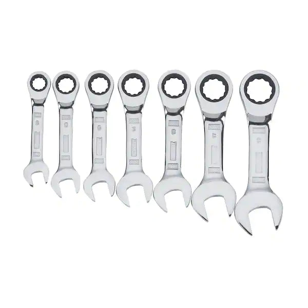 DEWALT Stubby Ratcheting Metric Combination Wrench Set (7-Piece)