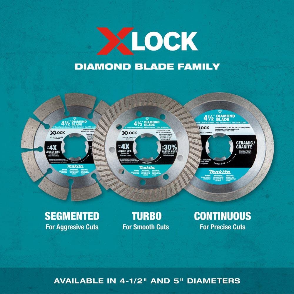 Makita  X-LOCK 4-1/2 in. Continuous Rim Diamond Blade for Ceramic and Granite Cutting