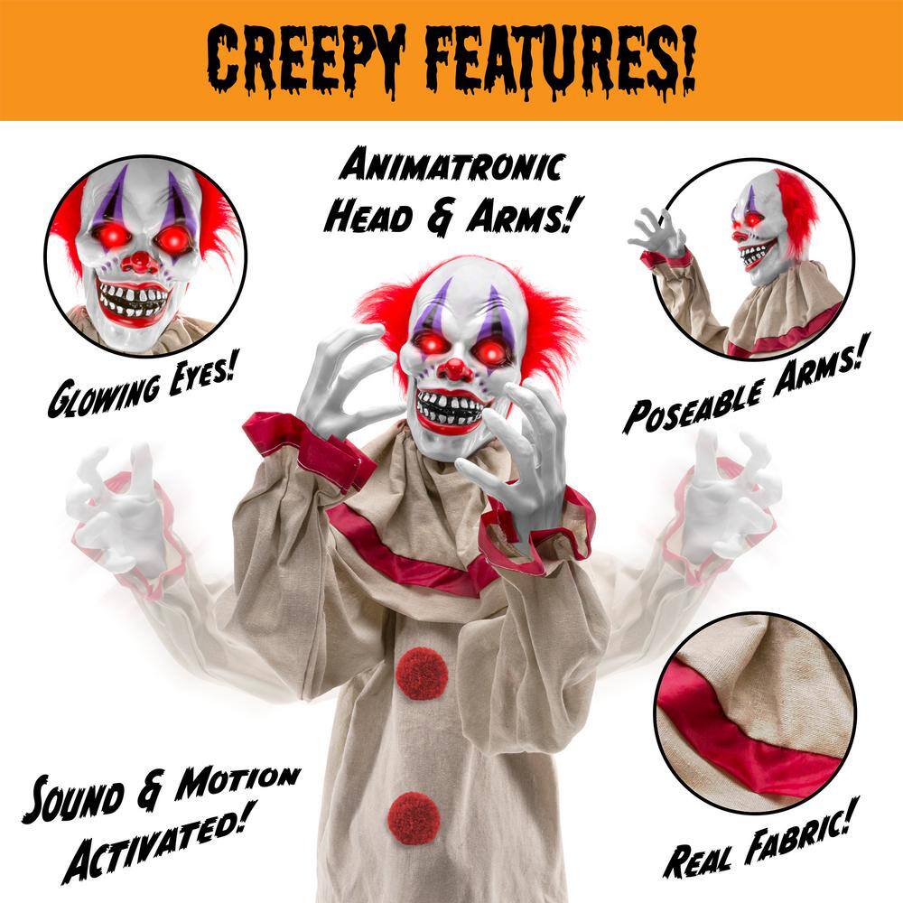 Best Choice Products Scary Harry 64.5 in. Motion Activated Talking LED Animatronic Killer Clown Halloween Prop