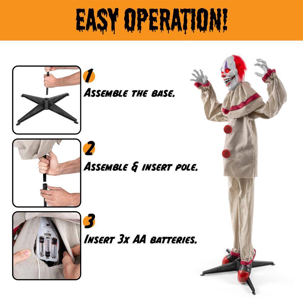 Best Choice Products Scary Harry 64.5 in. Motion Activated Talking LED Animatronic Killer Clown Halloween Prop