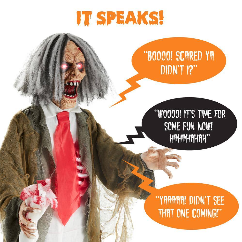 Best Choice Products Rotten Ronnie 5.5 ft. Sound and Touch Activated Animatronic Standing Zombie Scary Outdoor Halloween Decoration