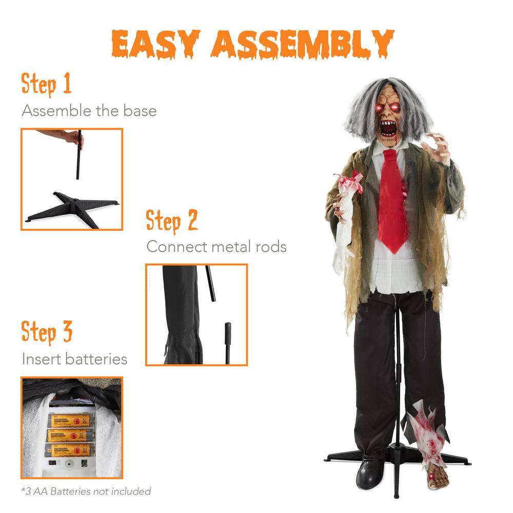 Best Choice Products Rotten Ronnie 5.5 ft. Sound and Touch Activated Animatronic Standing Zombie Scary Outdoor Halloween Decoration