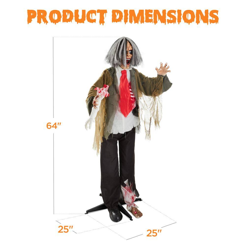 Best Choice Products Rotten Ronnie 5.5 ft. Sound and Touch Activated Animatronic Standing Zombie Scary Outdoor Halloween Decoration