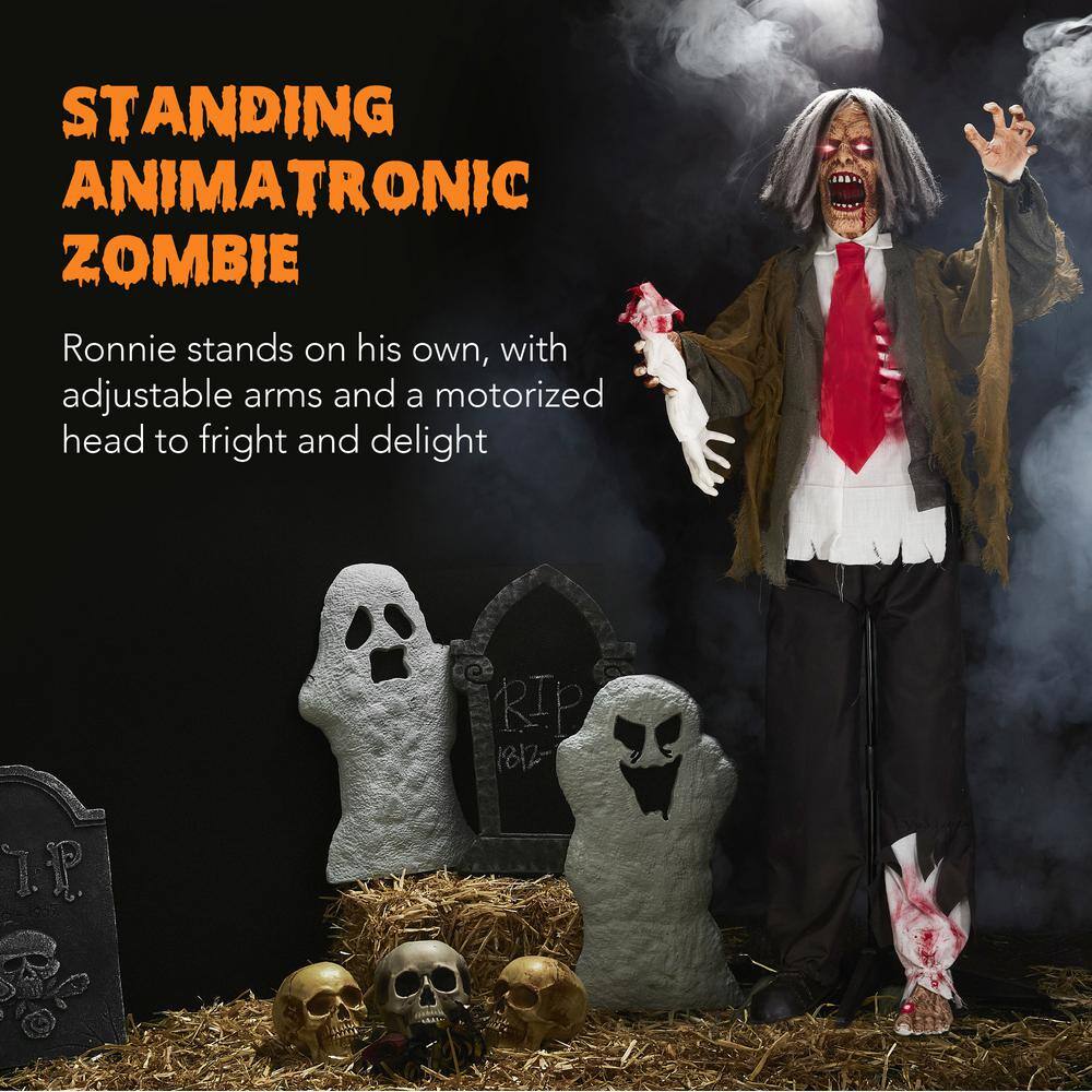 Best Choice Products Rotten Ronnie 5.5 ft. Sound and Touch Activated Animatronic Standing Zombie Scary Outdoor Halloween Decoration