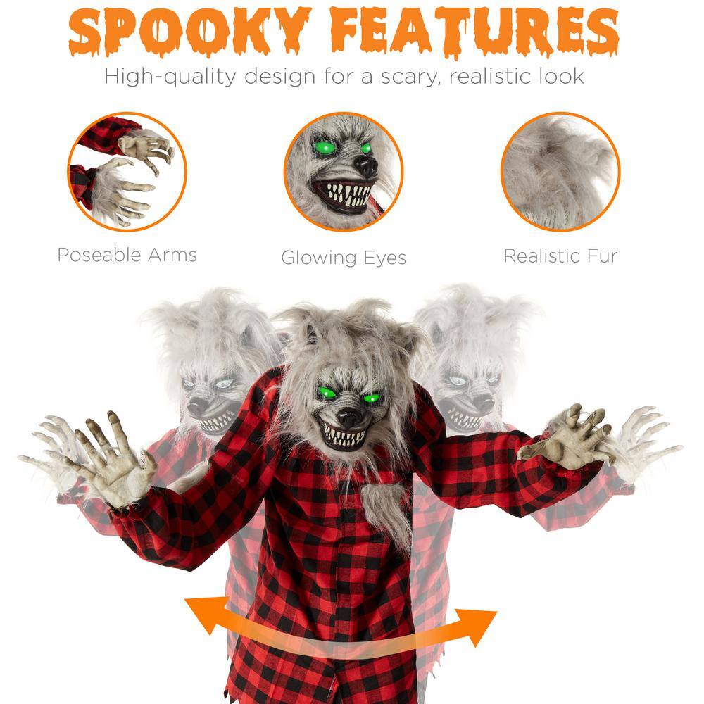 Best Choice Products 61 in. Standing Werewolf, Howling Hudson Halloween Animatronic w/Pre-Recorded Phrases, LED Eyes