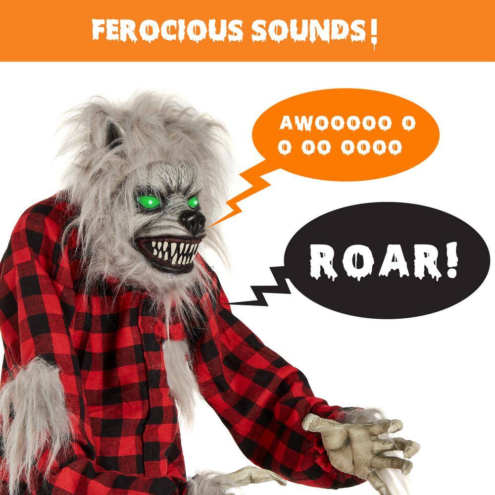 Best Choice Products 61 in. Standing Werewolf, Howling Hudson Halloween Animatronic w/Pre-Recorded Phrases, LED Eyes