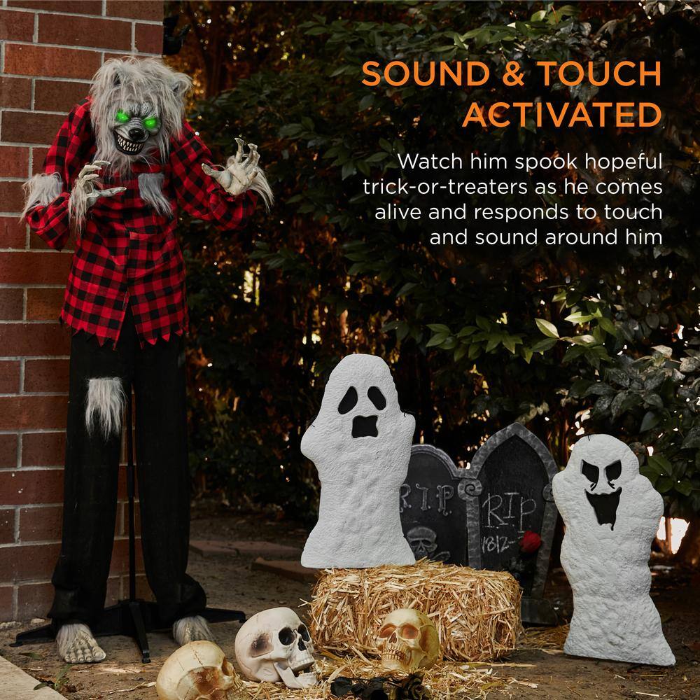 Best Choice Products 61 in. Standing Werewolf, Howling Hudson Halloween Animatronic w/Pre-Recorded Phrases, LED Eyes