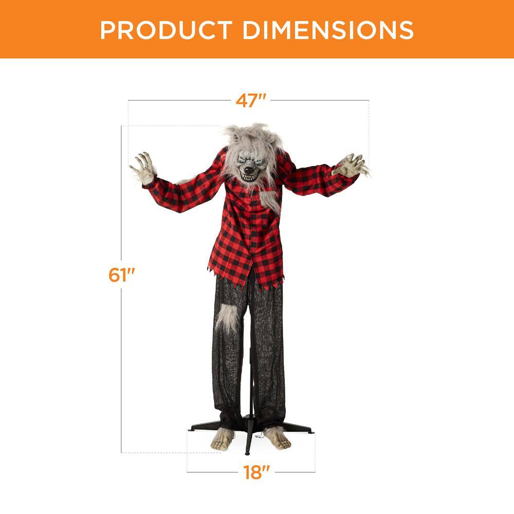 Best Choice Products 61 in. Standing Werewolf, Howling Hudson Halloween Animatronic w/Pre-Recorded Phrases, LED Eyes