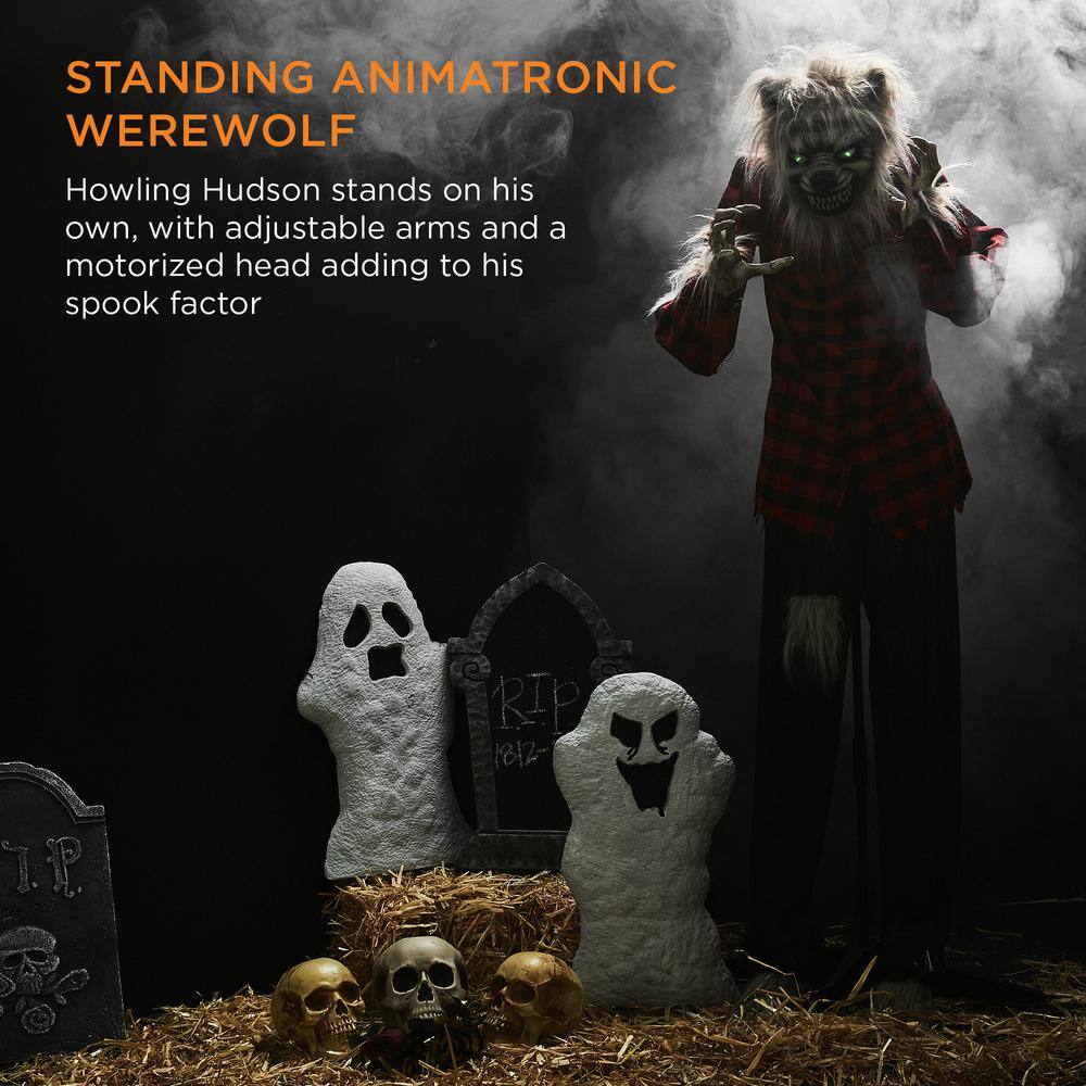 Best Choice Products 61 in. Standing Werewolf, Howling Hudson Halloween Animatronic w/Pre-Recorded Phrases, LED Eyes